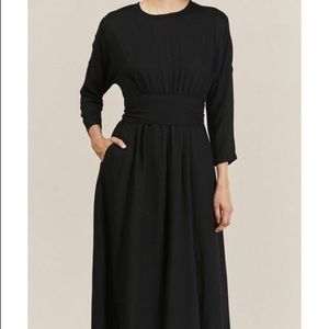 Black Crane Belted Wide Leg Jumpsuit